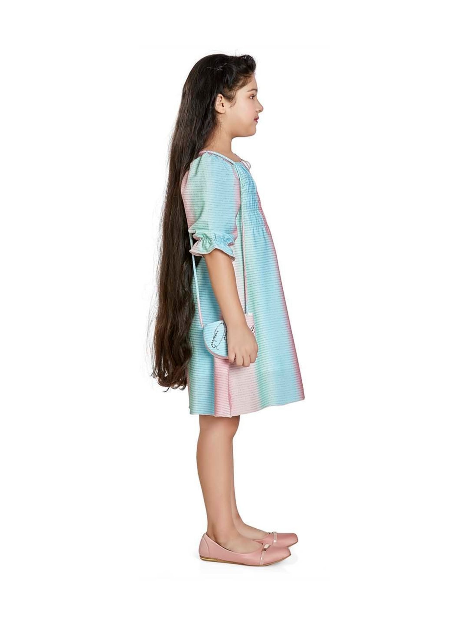 Peppermint Kids Pink & Blue Striped Dress