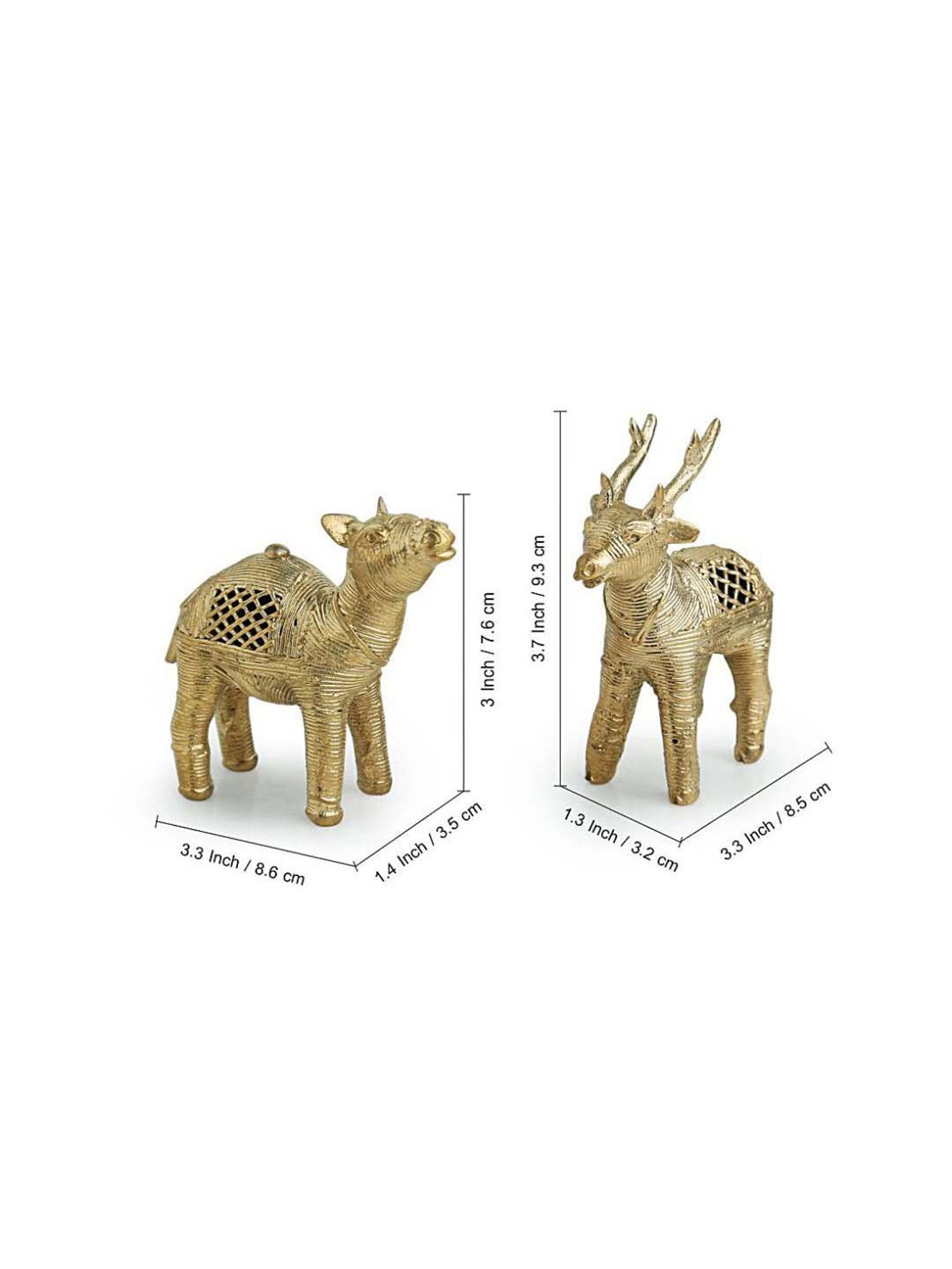 ExclusiveLane 'Royal Twins' Handmade Brass Figurines Showpieces In Dhokra Art (Set of 2)