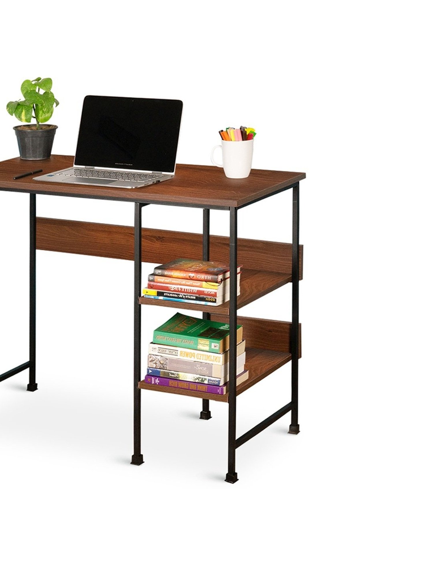 Delite Kom Mystic Acacia Dark Black Metal Computer Desk