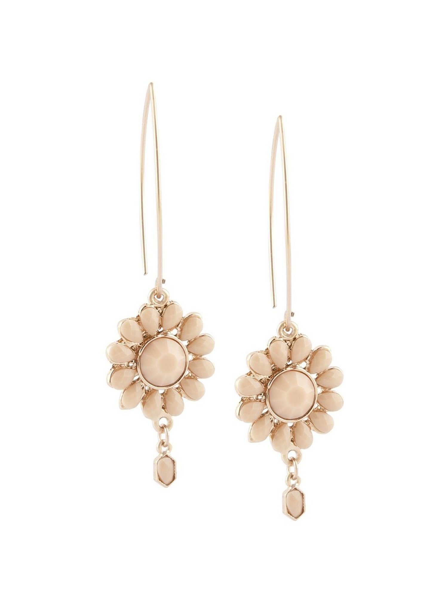 Zaveri Pearls Cream Color Stones Embellished Contemporary Drop Earring-ZPFK15152