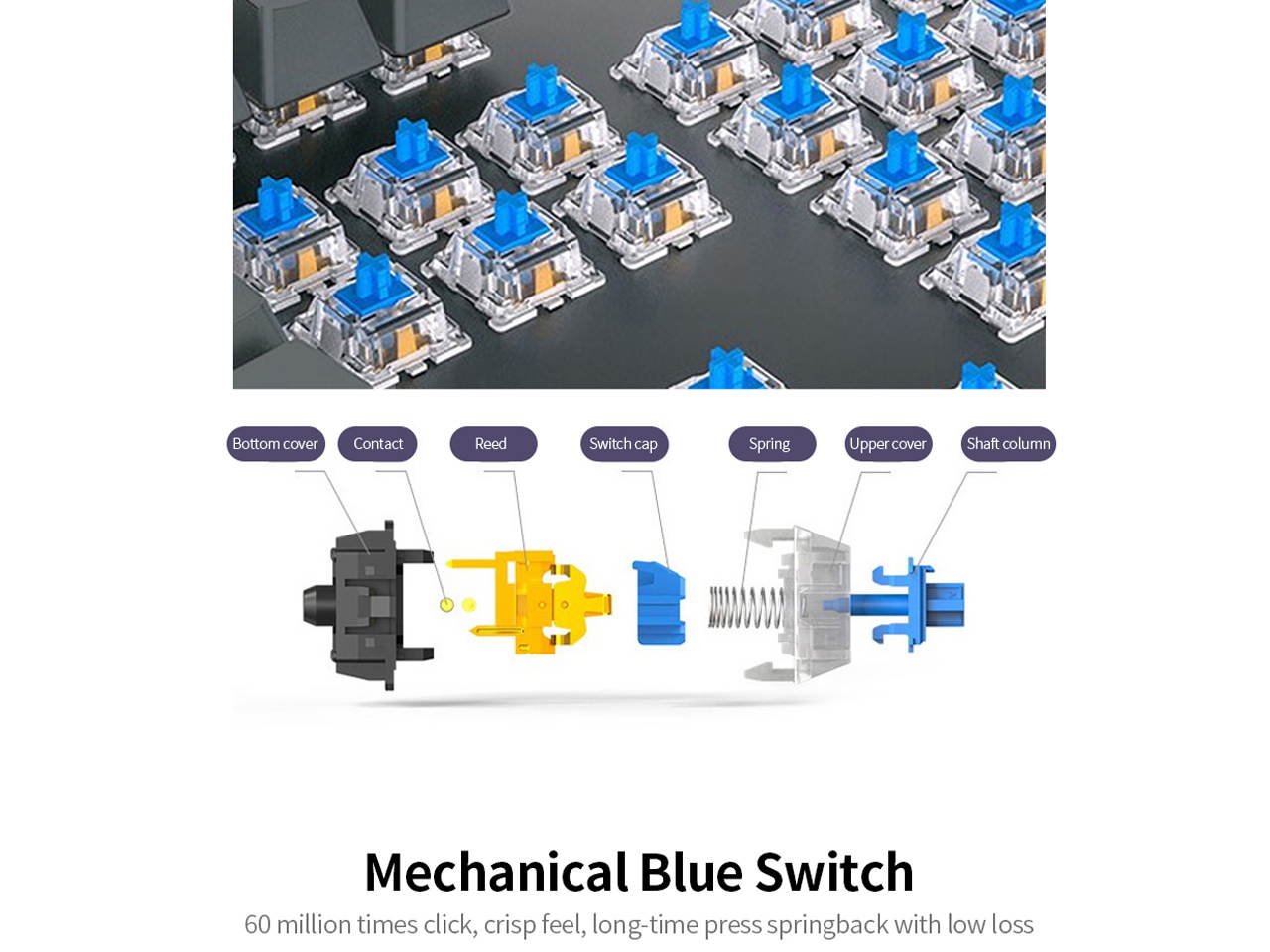 MK13 USB Gaming Keyboard Wired RGB Gaming Mechanical Keyboard Blue Switch 104 Keys Non-conflict Mixed LED Backlight PBT Keycap for Computer/PC/Laptop/Macbook