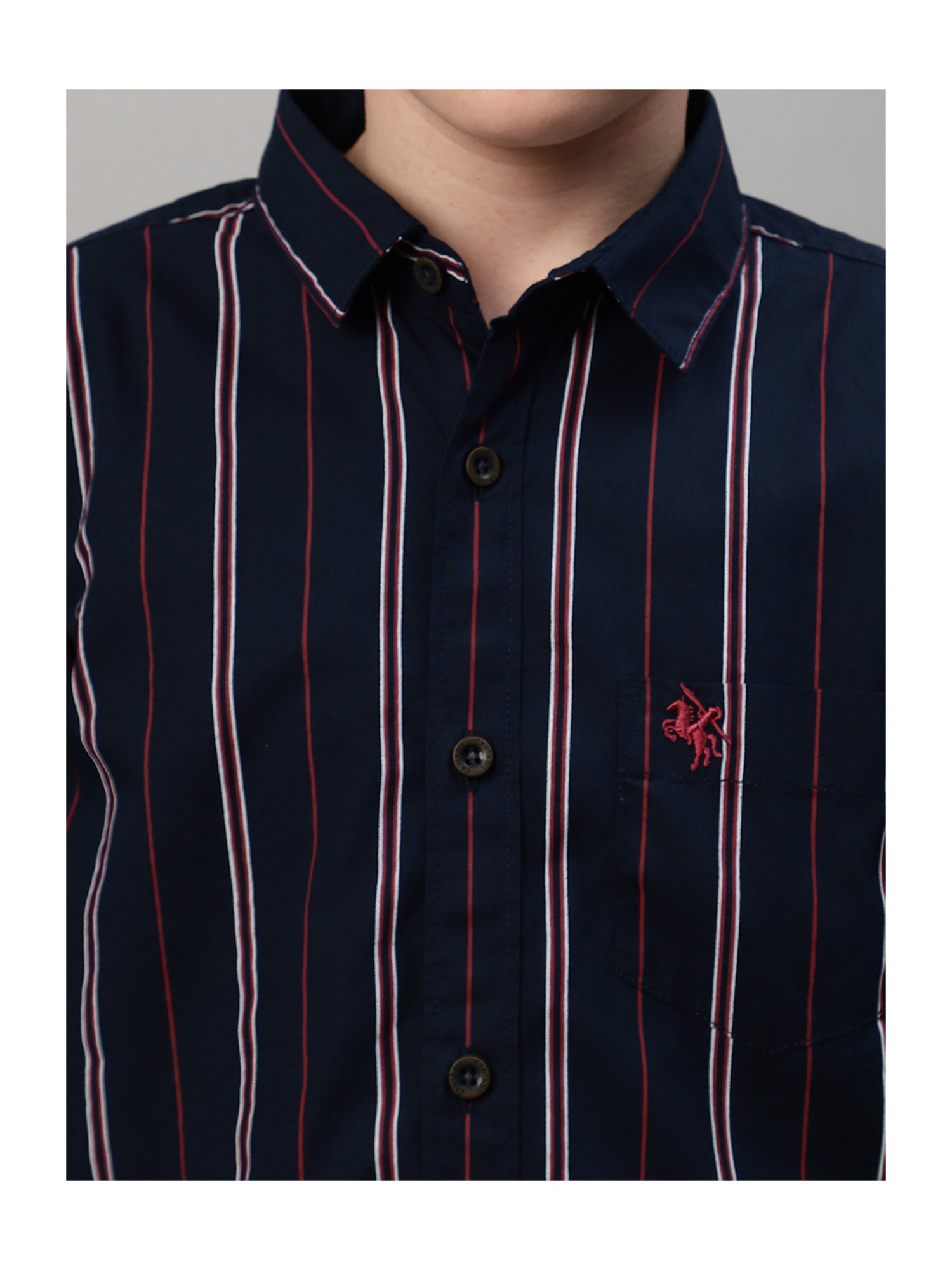 Cantabil Boys Navy Striped Full Sleeves Shirt