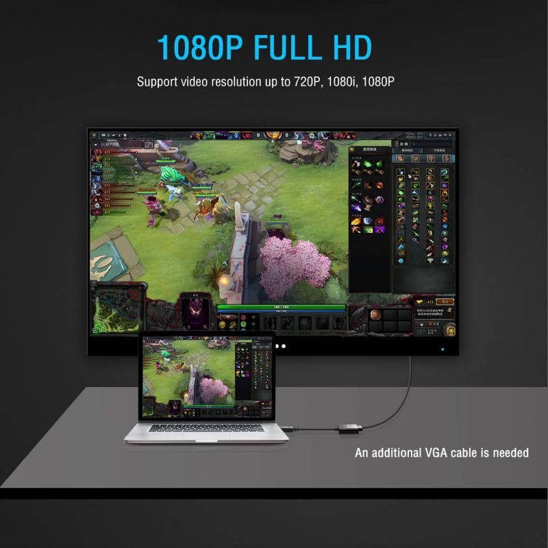 VicTsing DisplayPort DP to VGA Adapter, Gold-Plated Converter for PC Laptop, DP to VGA Adapter Cable, Male to Female, Compatible for PC, Monitor, Projector, TV.