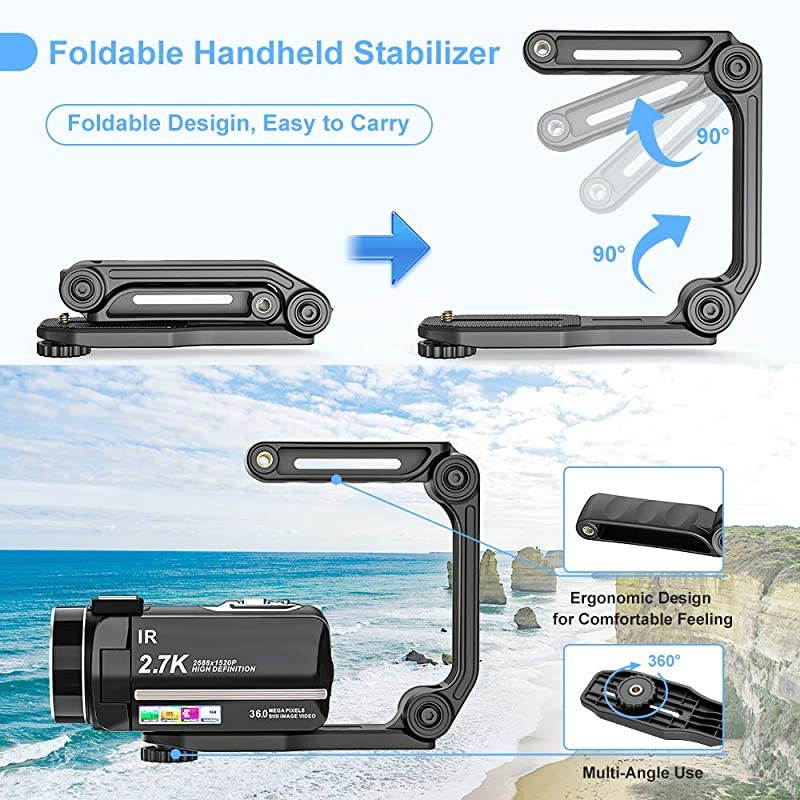 Camera 27K Camcorder Ultra HD 36MP Vlogging Camera for YouTube IR Night Vision 30quot LCD Touch Screen 16X Digital Zoom Camera Recorder with Microphone Handheld Stabilizer Remote Control