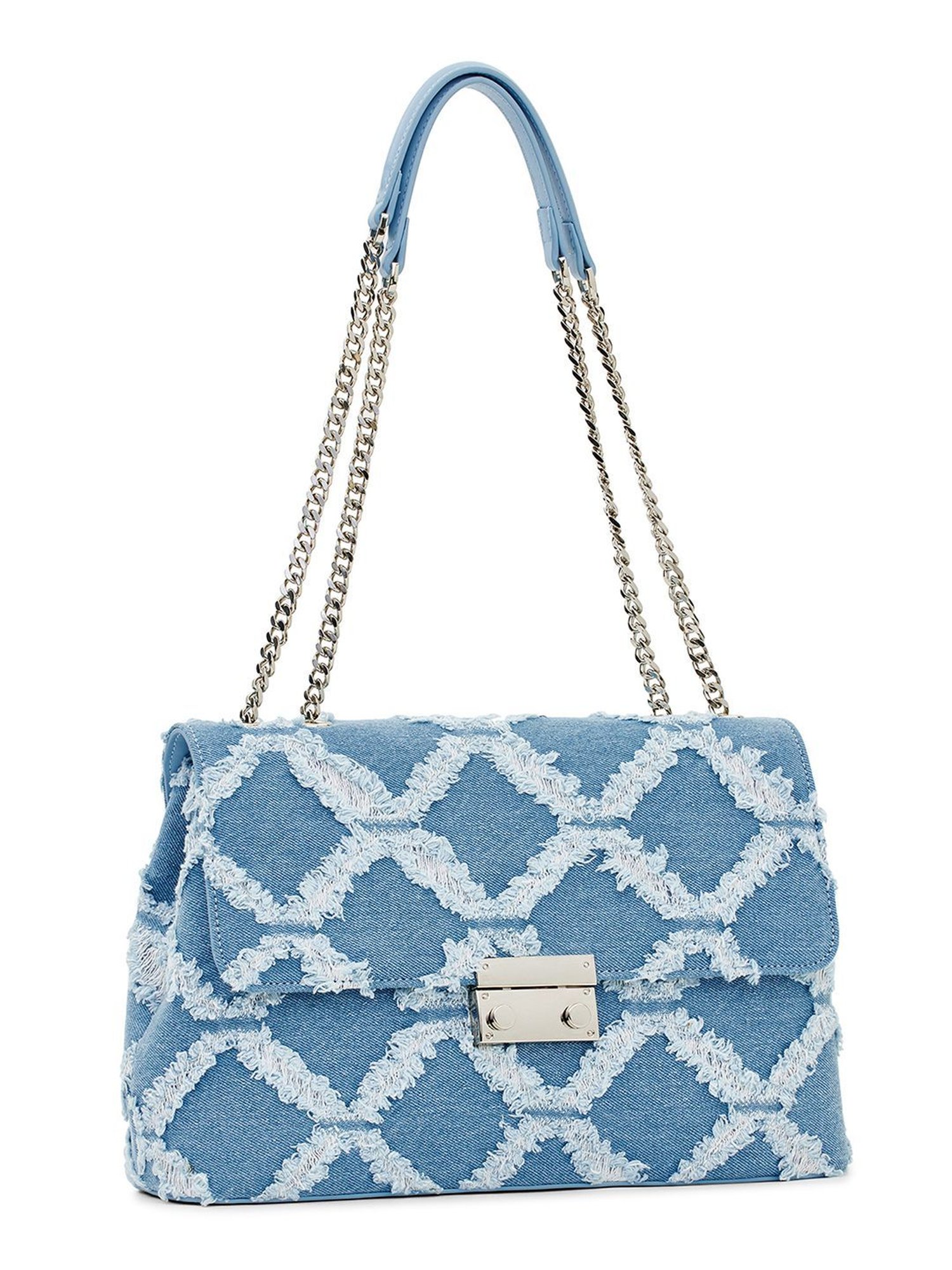 Miraggio Kristen Light Denim Medium Textured Shoulder Bag