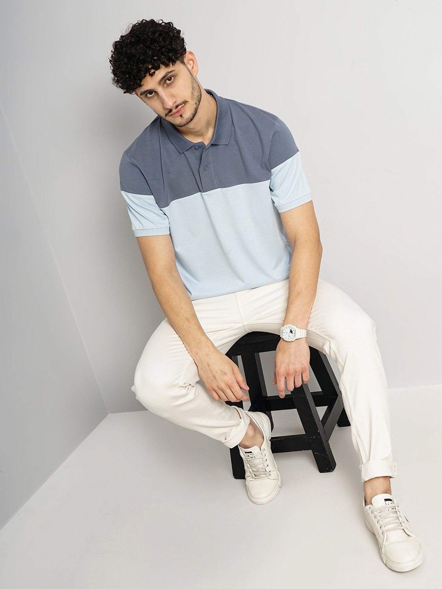 celio* Blue Regular Fit Cotton Polo T-Shirt