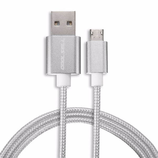 1.2M Braided Micro USB 2.0 Charger Data Sync Cable Cord For Tablet Cell Phone Silver
