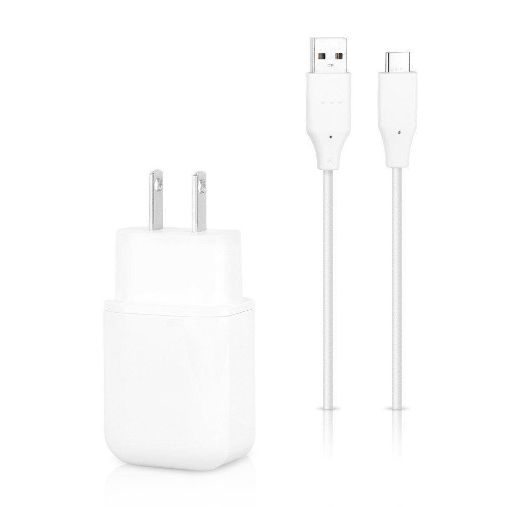 Quick Charge 3.0 Certified for LG G6, V20, G5, Quick Wall Adapter with USB C Cable - White