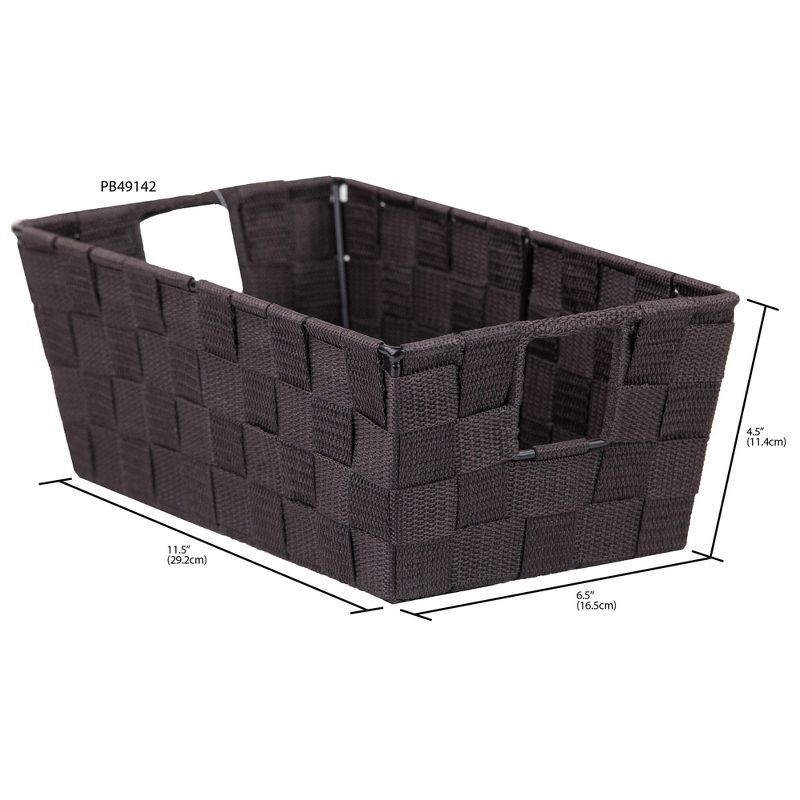 Home Basics Small Polyester Woven Strap Open Bin, Brown