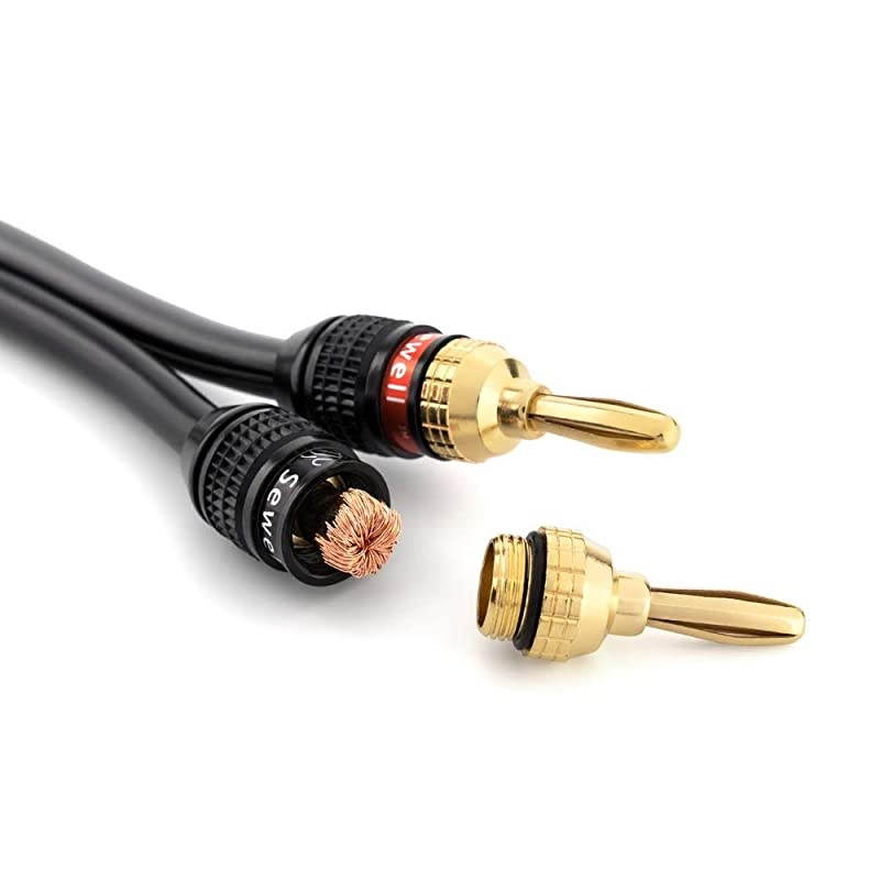 Deadbolt Banana Plugs 6-Pairs by , Gold Plated Speaker Plugs, Quick Connect, SW-29863-6