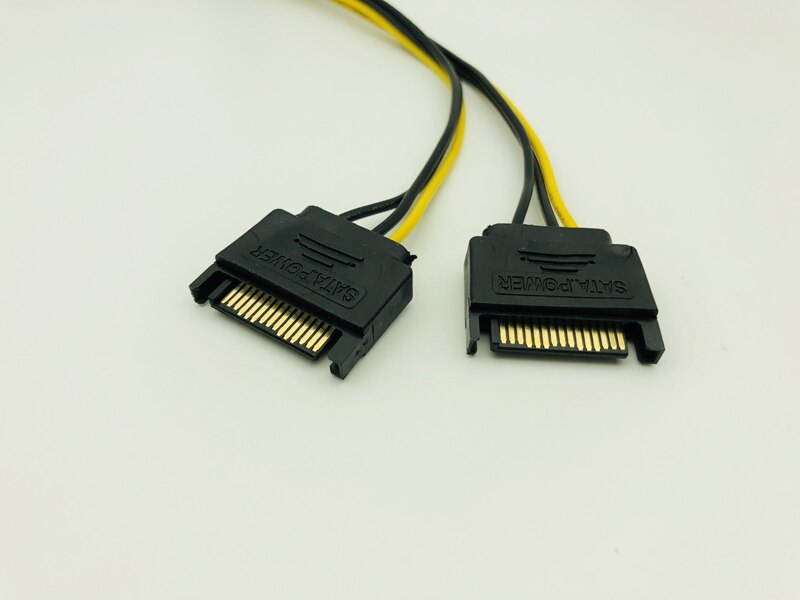 5PCS PCI-E PCI Express Dual 15Pin SATA Male to 6pin Graphics Video Display Card Dual SATA to 6pin Power Cable for ETH BTC Mining