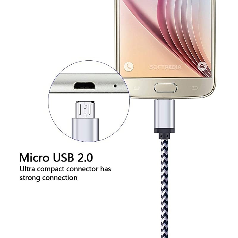 Android Charger Cable  5Pack 6ft Micro USB Cable Cord Braided Fast Charging Phone Charger for Samsung Galaxy J3 J7 S6 S7 Edge Tablet LG stylo 23 LG G3 G4 K30 K20 Plus Kindle Fire 7 8 10