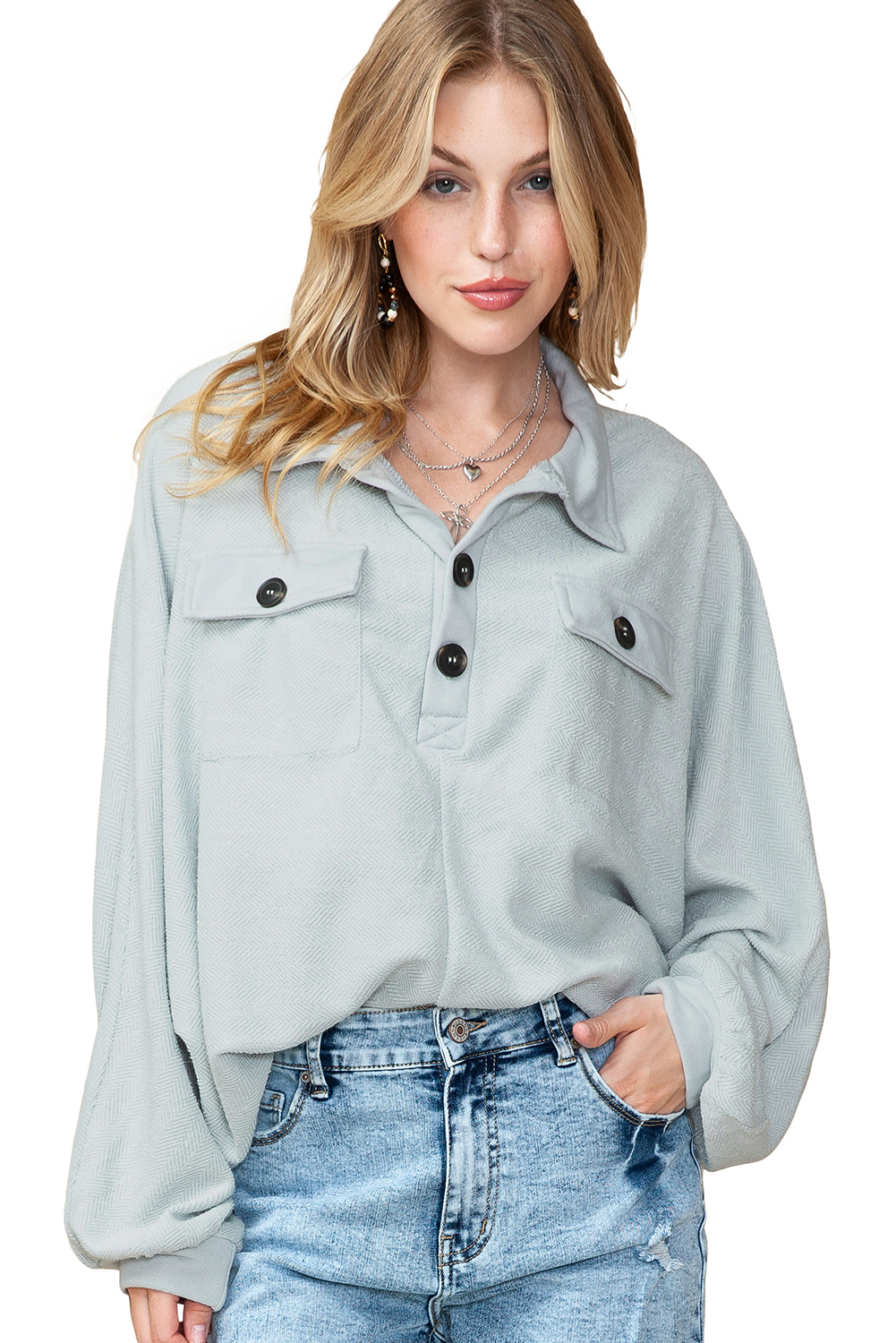 Pink Sequins Candy Cane Round Neck Sweatshirt