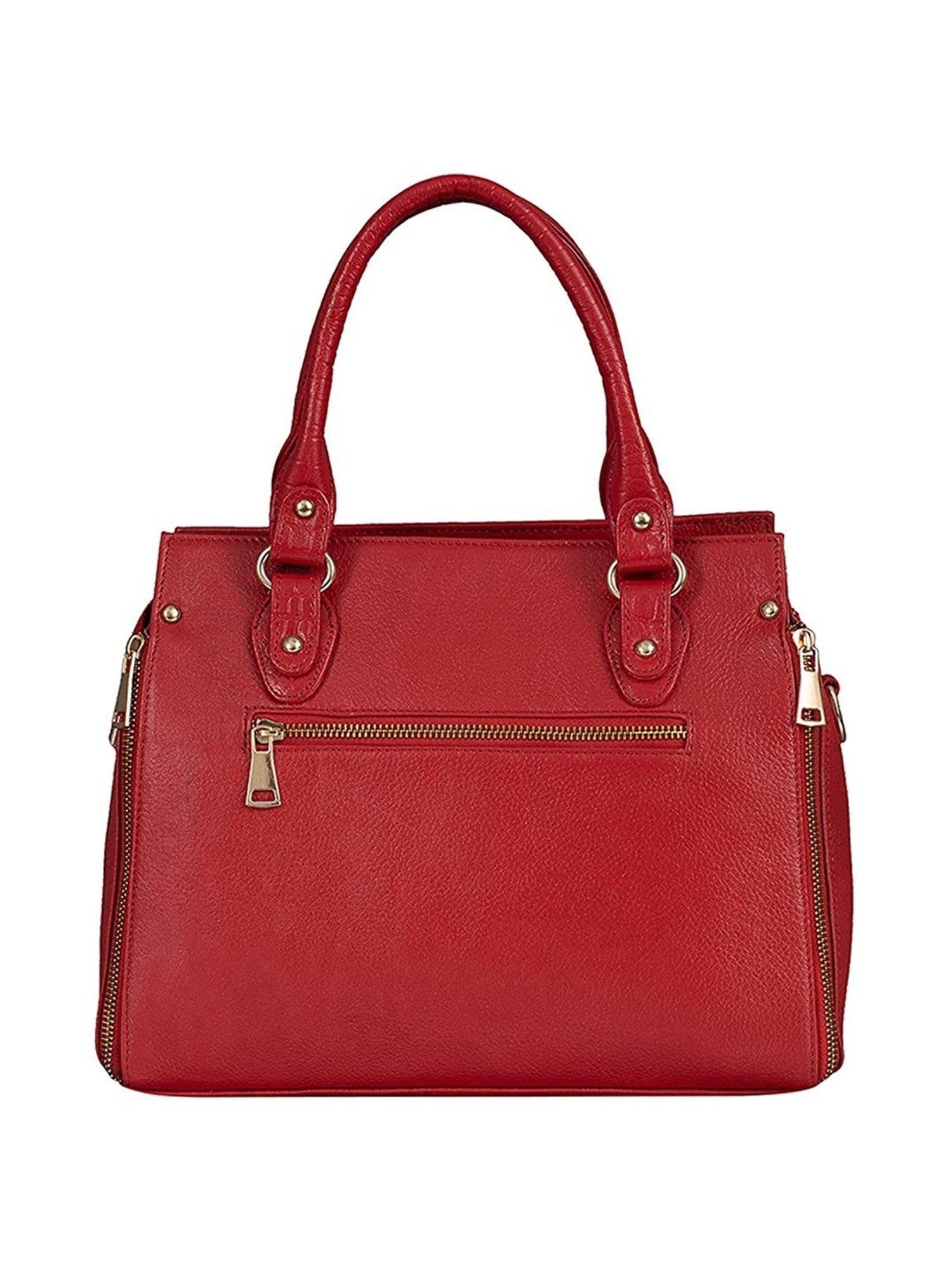 HiLEDER Red Solid Medium Satchel Handbag