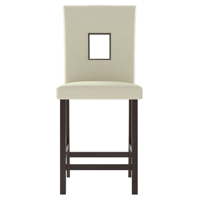 Set of 2 Bistro Leatherette Counter Height Barstools Wood/White - CorLiving