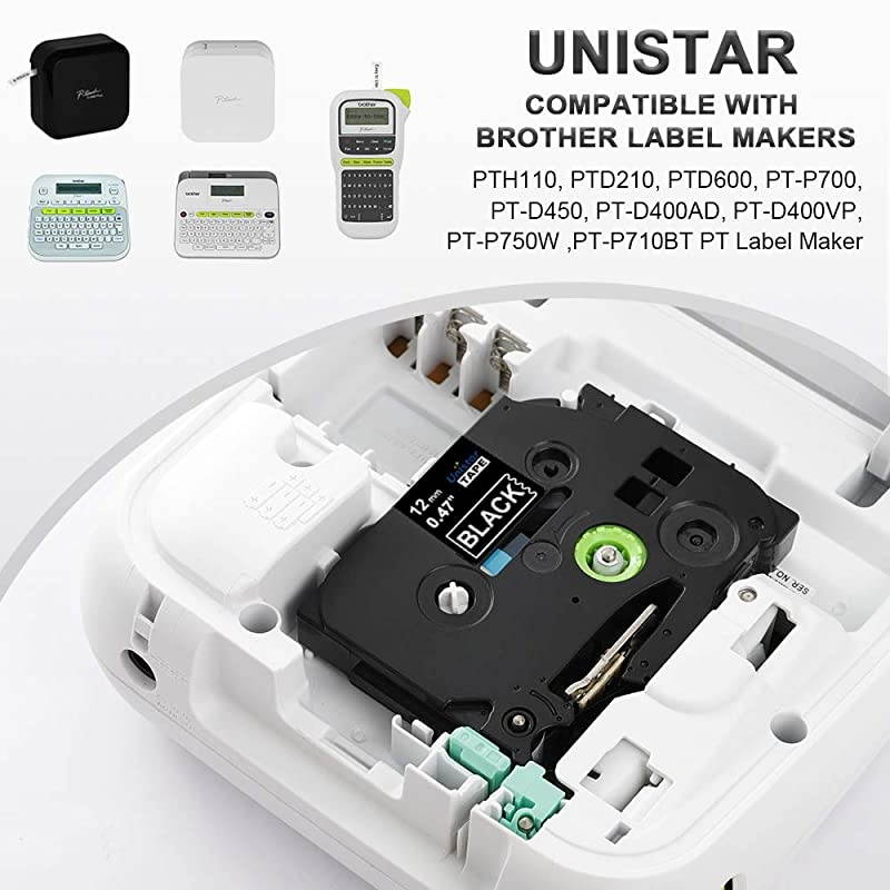 Compatible Label Tape Replacement for Brother PTouch TZe335 TZ 335 12mm 047 Inch Laminated White on Black for Ptouch Label Maker PTD210 PTH110 262 Feet 3 Pack