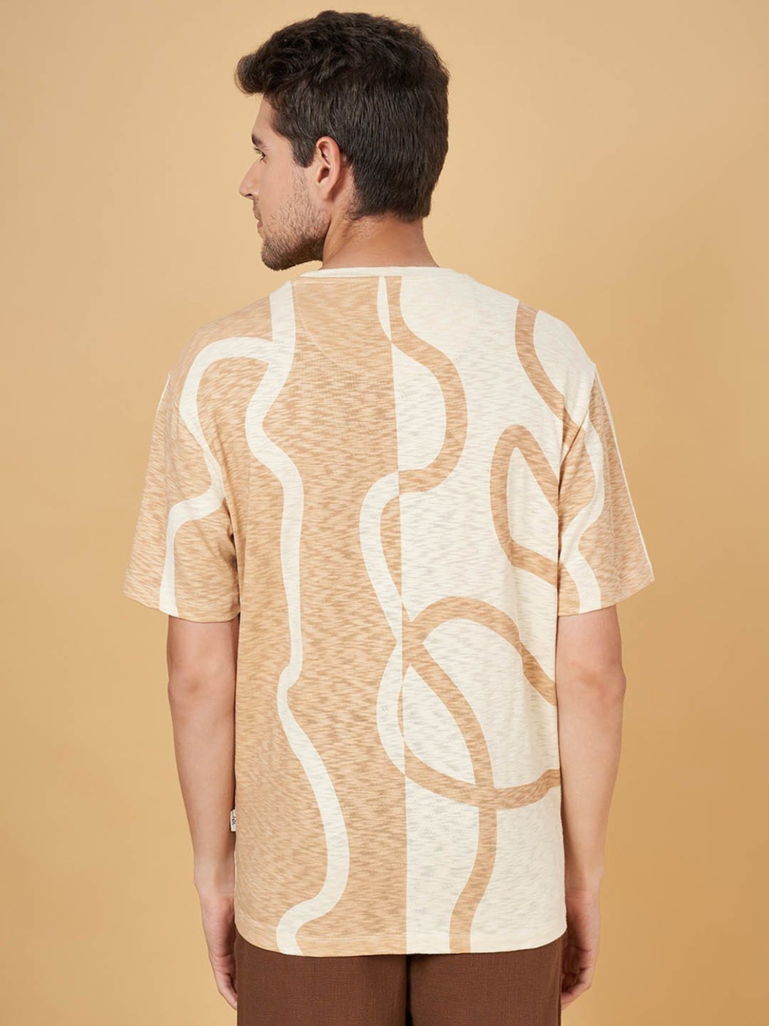 7 Alt by Pantaloons Off White Cotton Relaxed Fit Printed T-Shirt