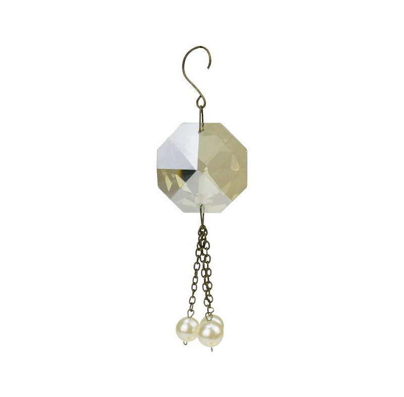 Napa Home and Garden 6.75" Vintage Crystal and Pearl Dangling Tassel Christmas Ornament - Gold