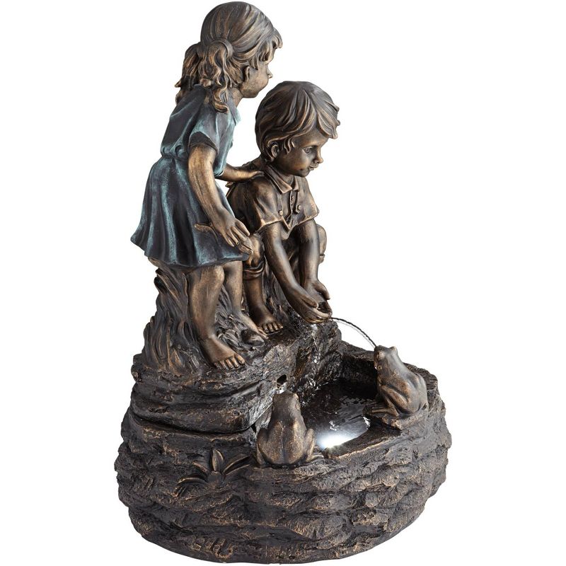 36" Kids Reading with Lamp Water Fountain with LED Lights and Bronze Finish Brown - Hi-Line Gift