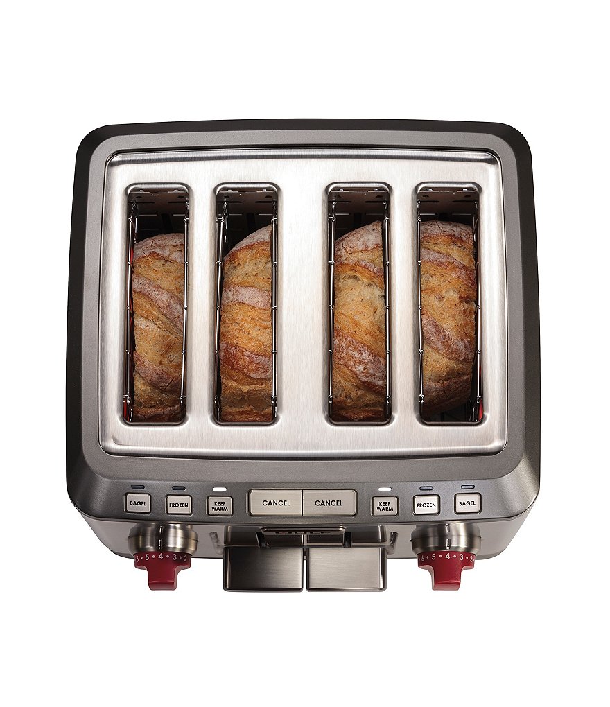 Wolf Gourmet 4-Slice Toaster With Red Knobs