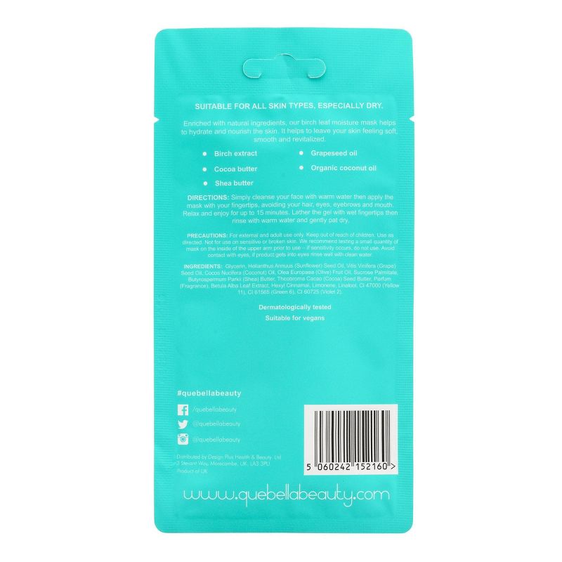 Que Bella Professional Ultra Hydrating Birch Leaf Water Moisture Face Mask - 0.5oz