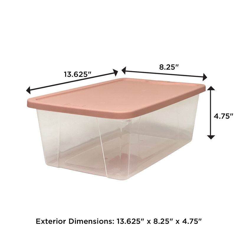 Homz 6 Quart Multi Use Snaplock Storage Container w/Lid, Pearl Blush (10 Pack)