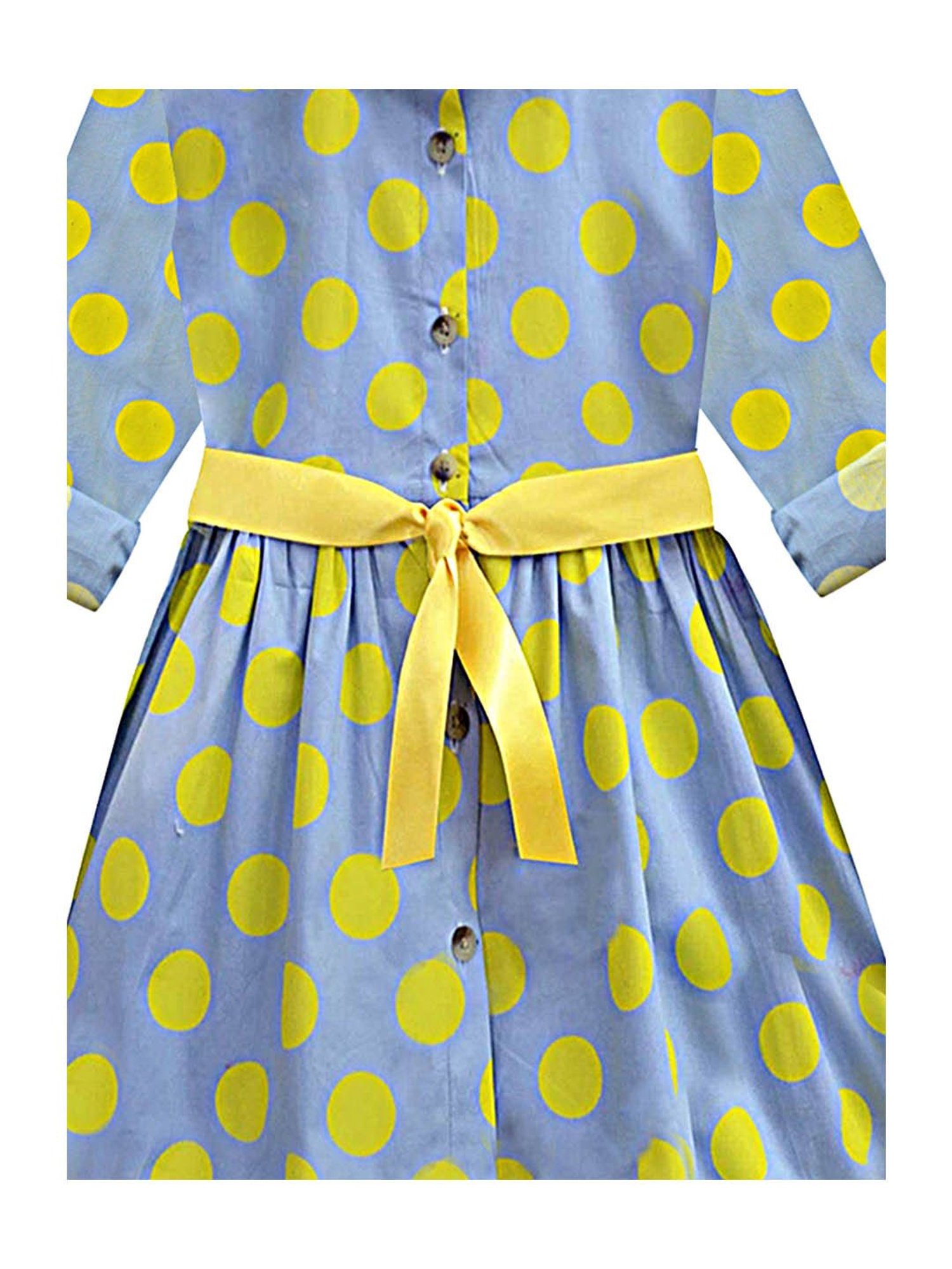 A.T.U.N. Blue & Yellow Printed Full Sleeves Shirt Dress