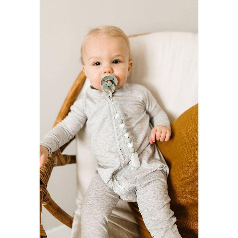 Loulou Lollipop Lolli Soother Holder in Silicone Clip - Marble Gray