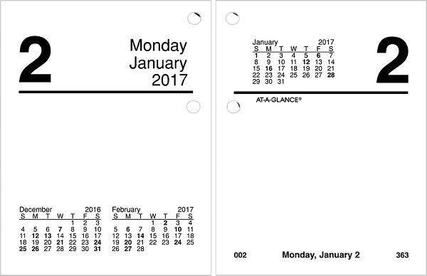 AT-A-GLANCE E919-50 Compact Desk Calendar Refill, 3 X 3 3/4, White, 2017