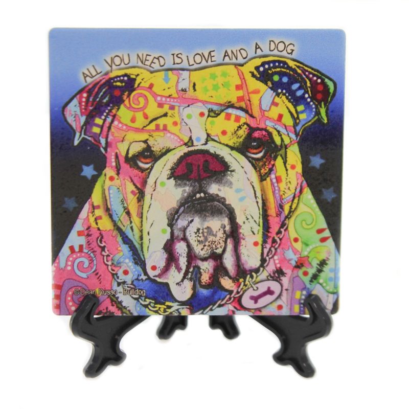 Animal 4.0" Bulldog Cork Back Coaster Easel Sjt Enterprises  -  Coasters