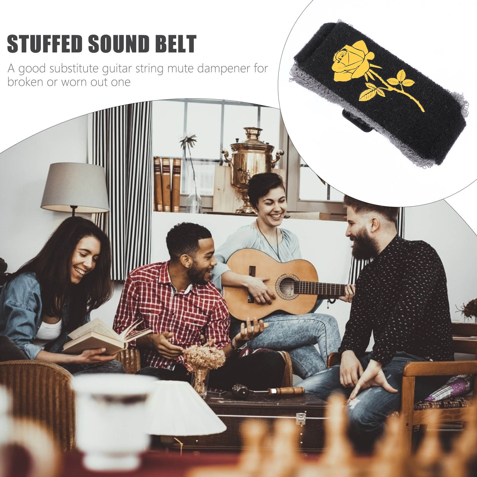 Guitar String Mute Dampener Flower Pattern Noise Sound Weaken Muffler Strap