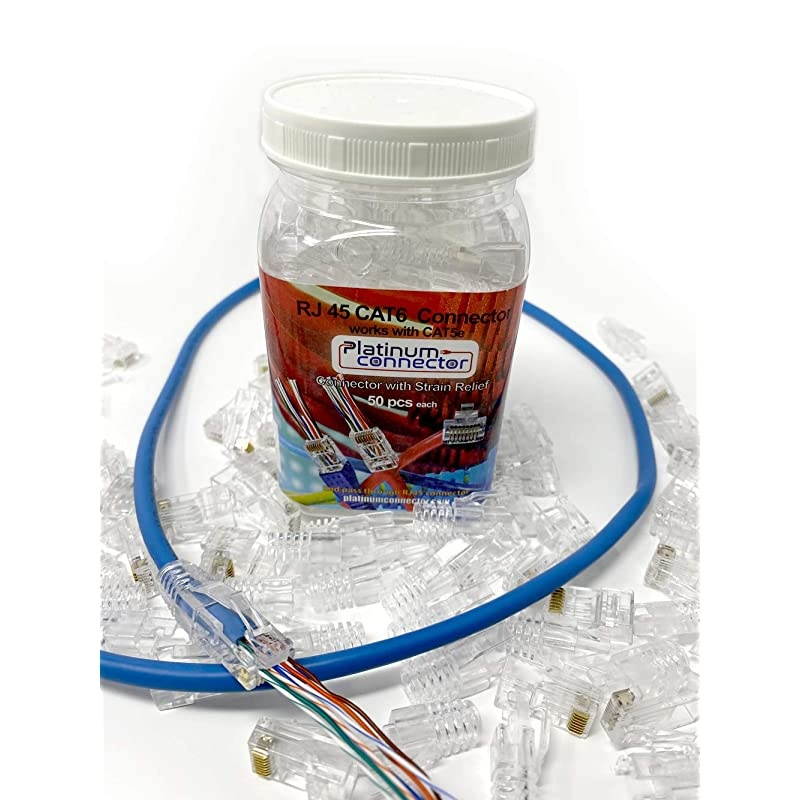 RJ45 Connector with Clear Boots (50pcs Each) - End Pass Through one-Piece Ethernet Modular Plugs (CAT5e)-only for 24AWG Category Cable