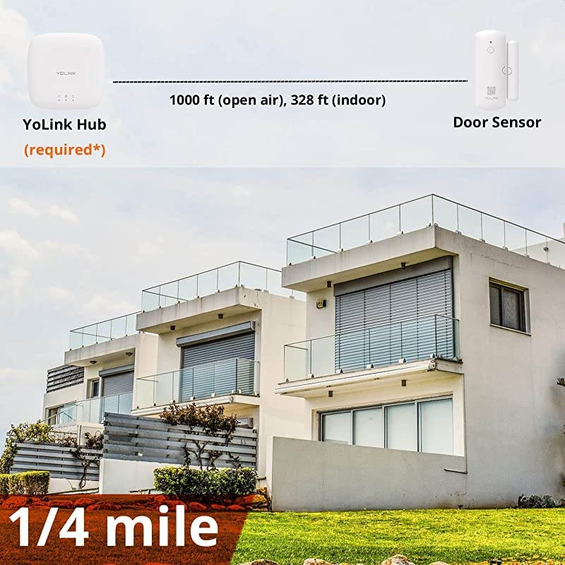 Smart Door Sensors 14 Mile Worlds Longest Range Wireless Window Door Sensor Works with Alexa IFTTT Smartphone Monitor App Alerts Open Reminder Smart Home Security Kit 4 Packs  Hub Included