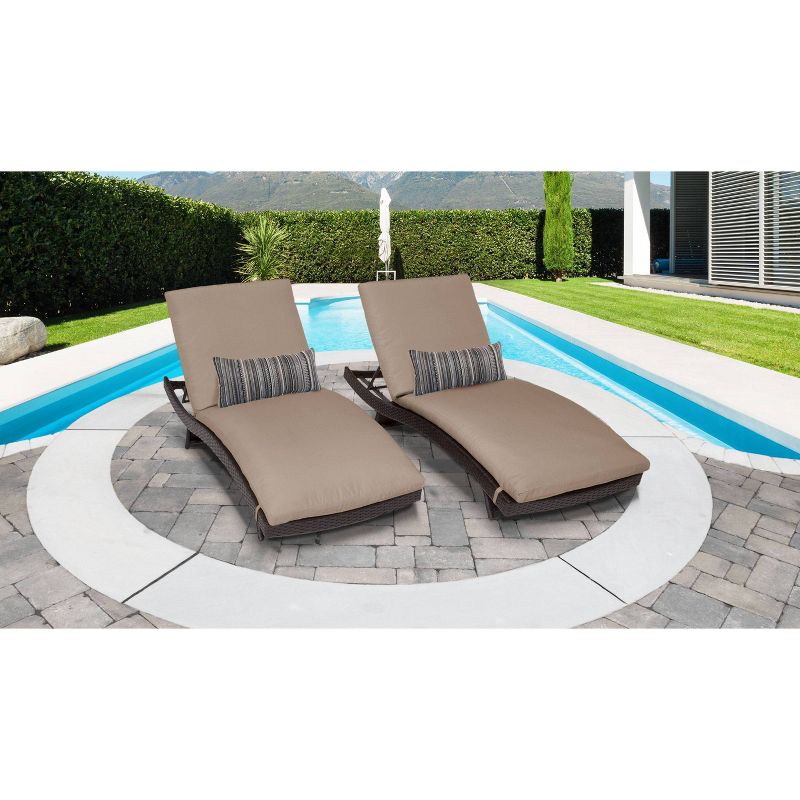 Bali 2pk Patio Chaise Lounges with Cushions - Wheat - TK Classics