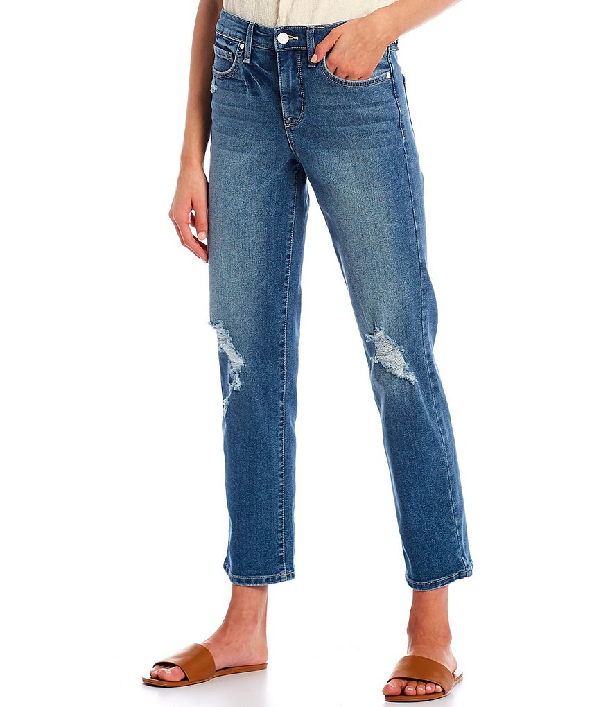 Celebrity Pink Shadow Knee Mid Rise Straight Jeans