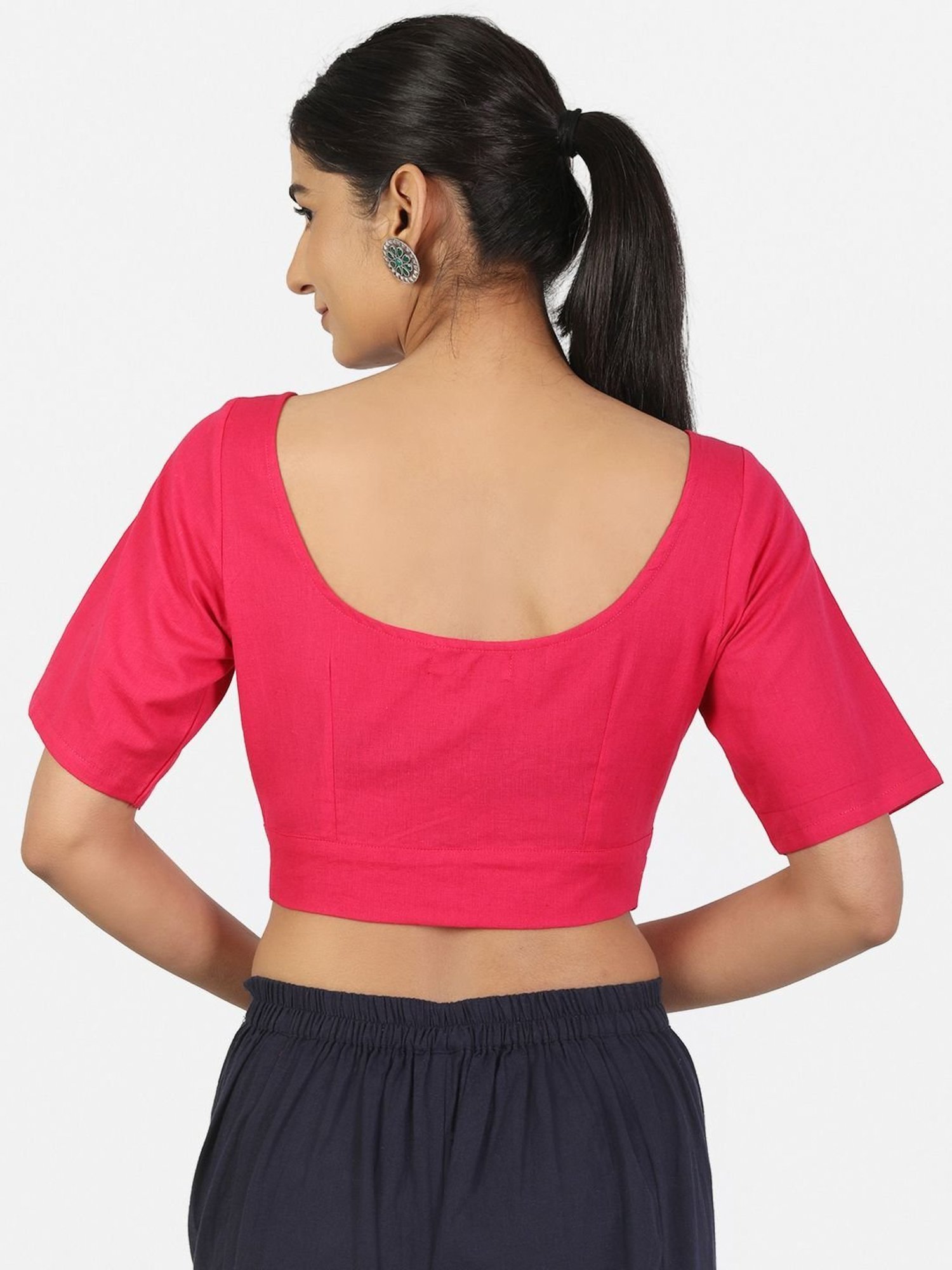 Llajja Pink Cotton Readymade Blouse