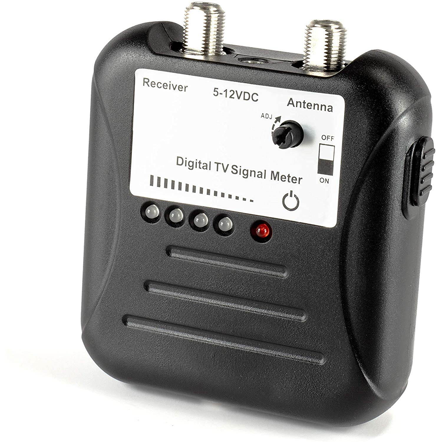 THE CIMPLE CO - Signal Strength Meter with Adjustable Signal Strength | Digital TV OTA Antenna Finder with LED Indicator Display and Coax Cable