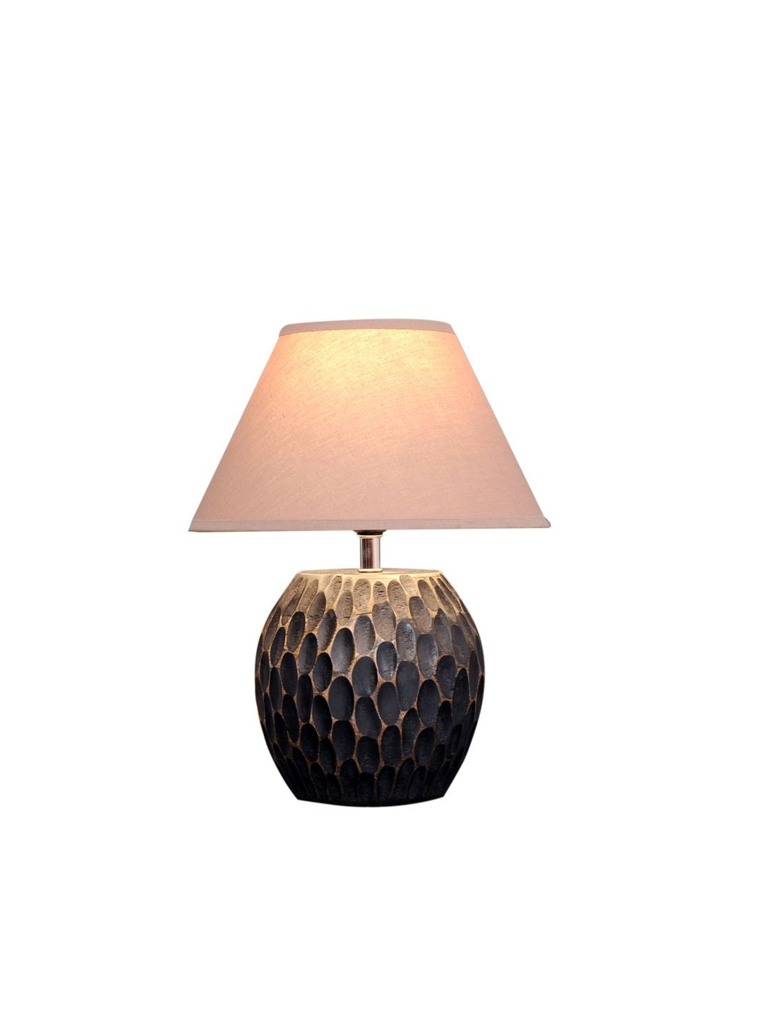 Kapoor Lamp Shades Black & Pink Wood Aida Mini Carved Table Lamp