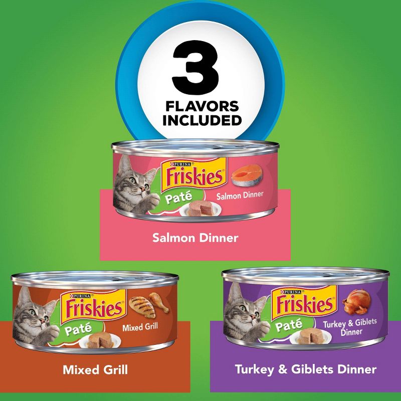 Purina Friskies Paté Salmon, Mixed Grill & Turkey Wet Cat Food - 5.5oz/12ct Variety Pack