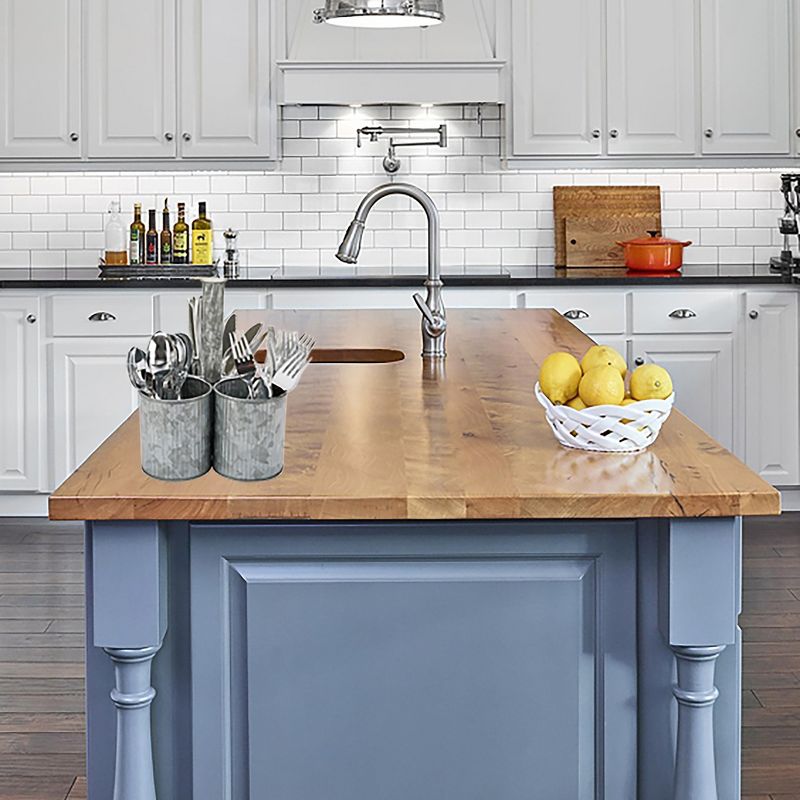 MIND READER Utensil Caddy [3 Round Compartments] (SILVER LINES)