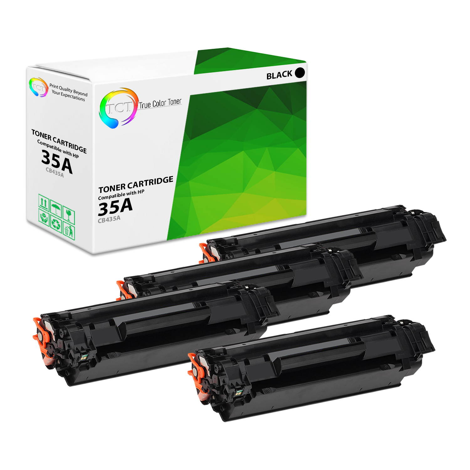 TCT Premium Compatible Toner Cartridge Replacement for HP 35A CB435A Black works with HP LaserJet P1005 P1006 P1007 P1008 P1009 Printers (1,500 Pages) - 4 Pack