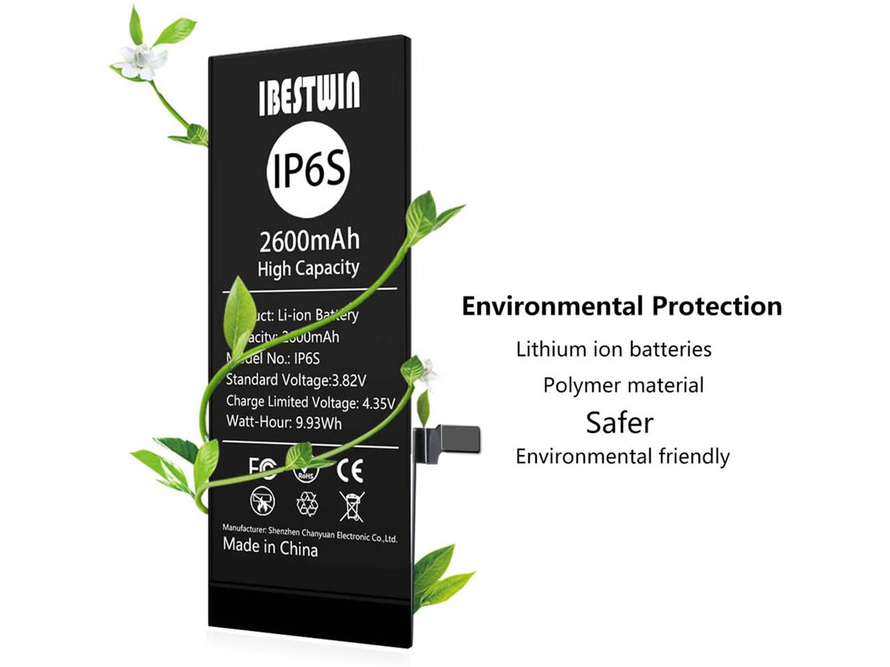 Battery for iPhone 6s, IBESTWIN 2600mAh Battery Replacement Kit for iPhone 6s with Full Remove Tool Kit and Instruction High Capacity(Only for IP 6s)