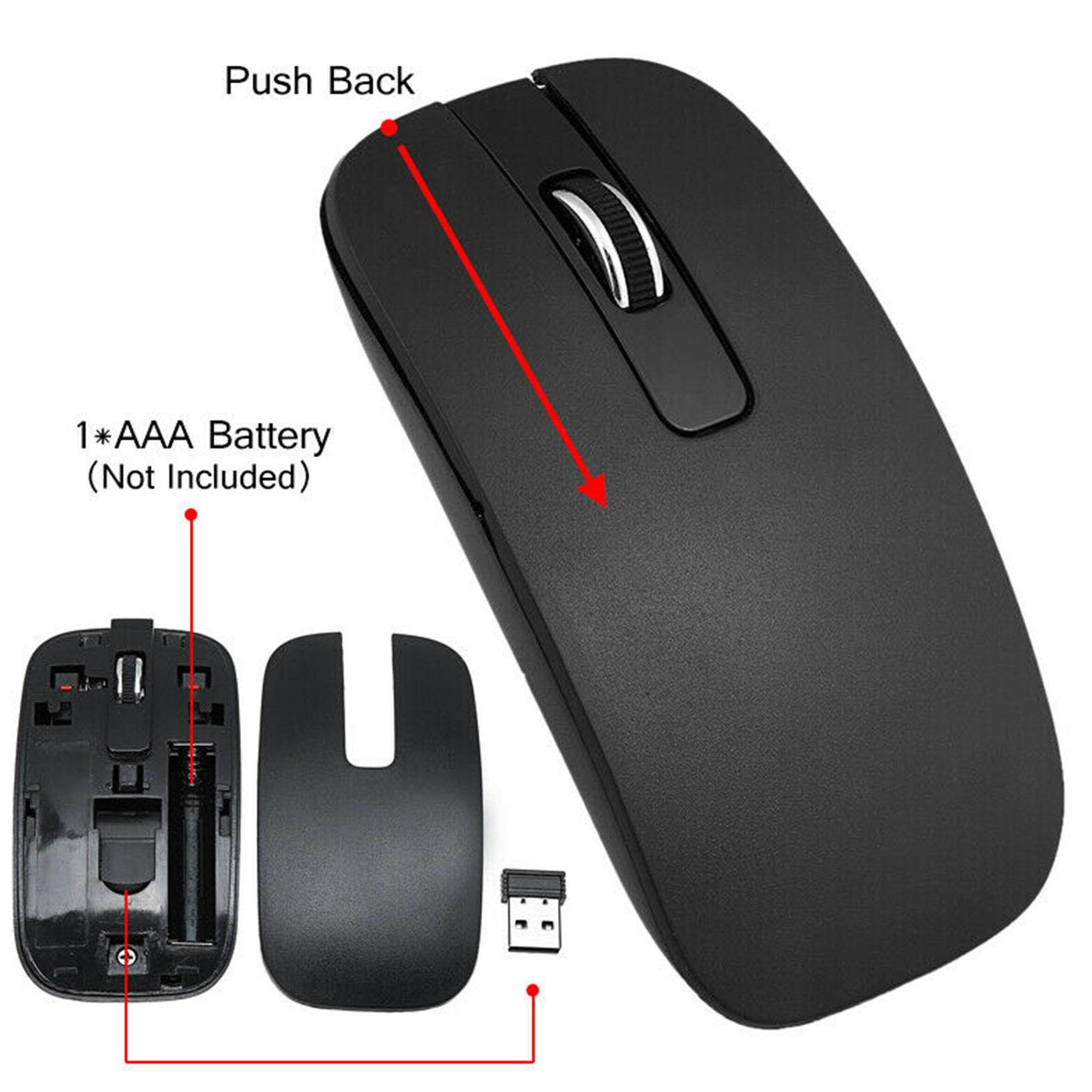 Slim 2.4GHz Wireless Keyboard and Mouse Set Full-Size USB PC Laptop Computer