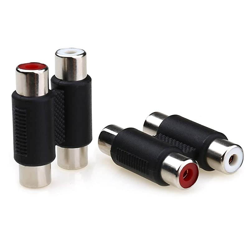 2PCS  Dual Female to Female RCA Jack Extension Cable Adapter Coupler Connector
