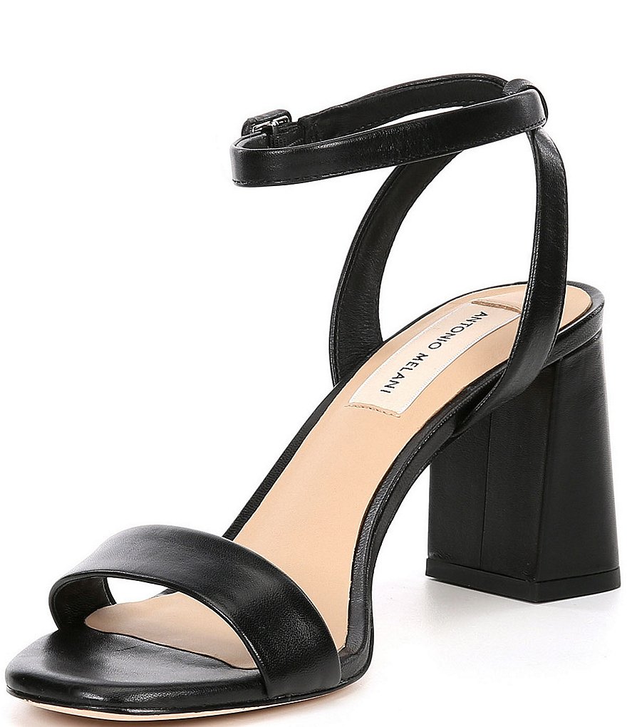 Antonio Melani Gwyn Square Toe Leather Ankle Strap Dress Sandals