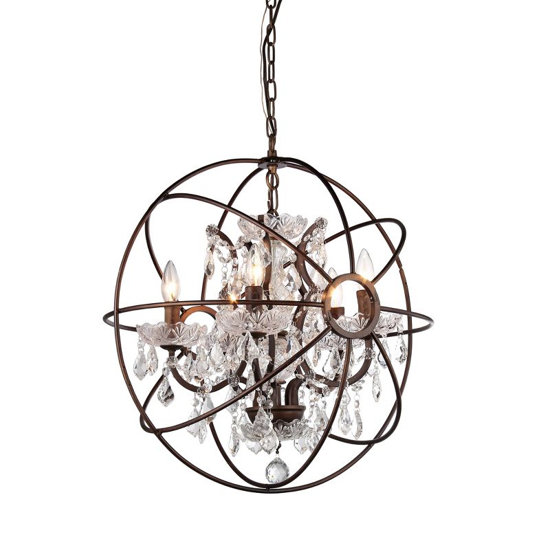 22" x 22" x 23" Planetshaker 5 Light Crystal Orb Chanderlier Brown - Warehouse of Tiffany