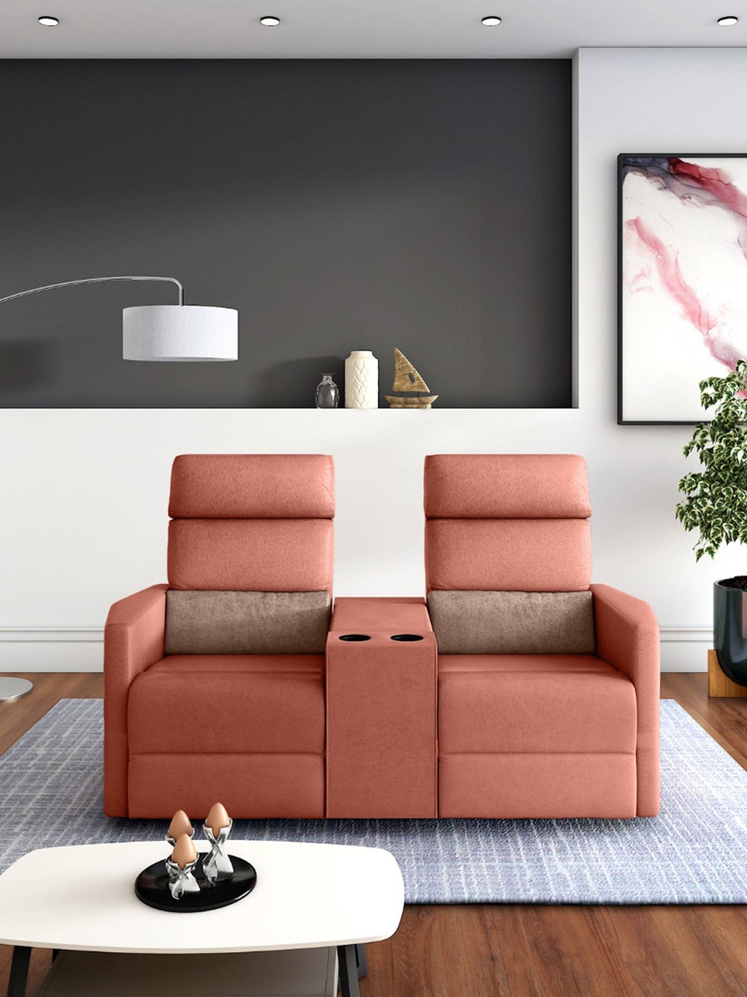 Durian Berry Black Premium Leatherette 2 Seater Sofa