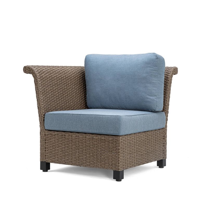 Nolin Armed Corner Weathered Brown Fame  Sunbrella Spectrum Denim Fabric - La-Z-Boy