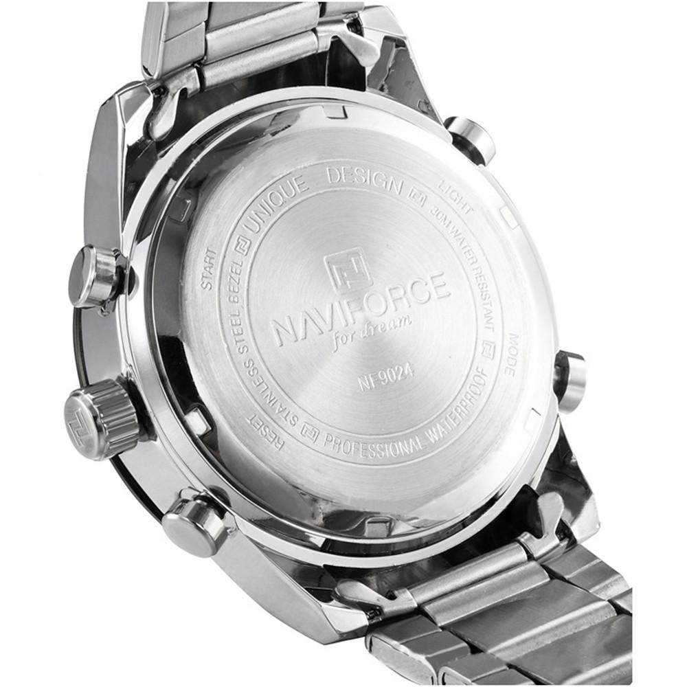 Naviforce Men Waterproof Sports Casual Watch LED Dual Dispkay Quartz    white shell white surface red scale