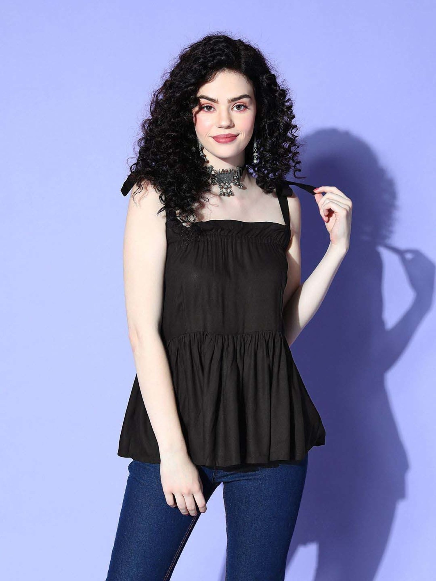 Inweave Black Regular Fit Top